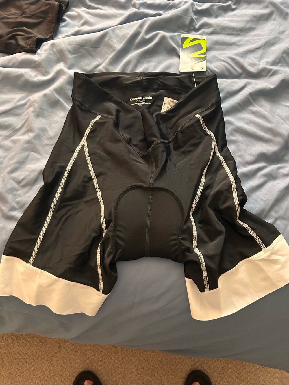 Cannondale Womenβs Black Bike Shorts with White Leg Bands
